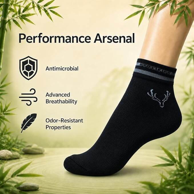 Crown Stag Breathable Bamboo Ankle Socks for Men – Pack of 3