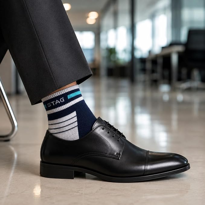 Crown Stag Striped Bamboo Ankle Socks for Men – Pack of 3