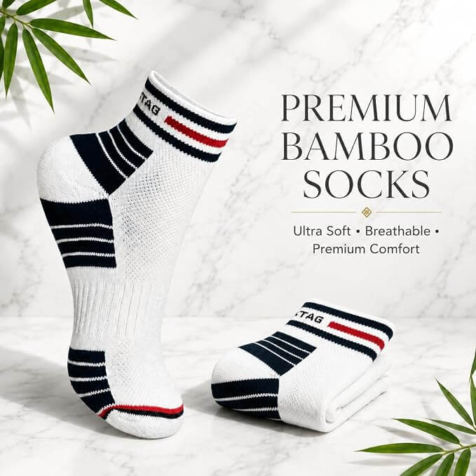Crown Stag Striped Bamboo Ankle Socks for Men – Pack of 3