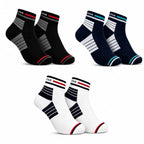 Crown Stag Striped Bamboo Ankle Socks for Men – Pack of 3