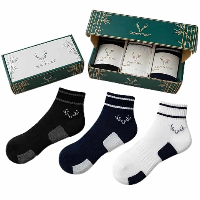 Crown Stag Colour Block Bamboo Ankle Socks for Men – Pack of 3