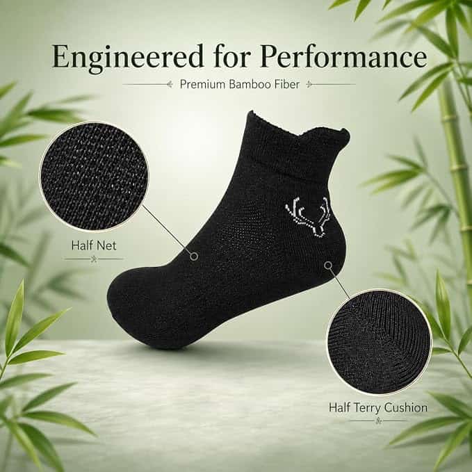 Crown Stag Plain Bamboo Ankle Socks for Men – Pack of 3
