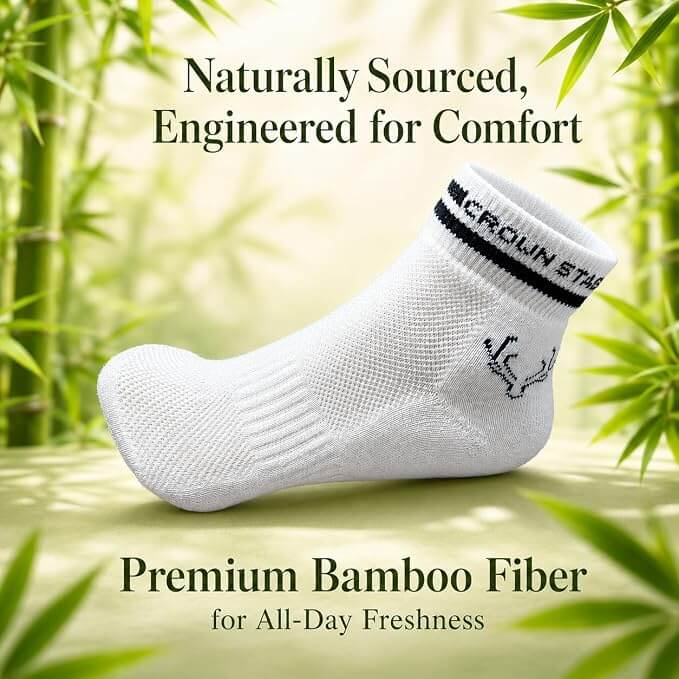 Crown Stag Breathable Bamboo Ankle Socks for Men – Pack of 3