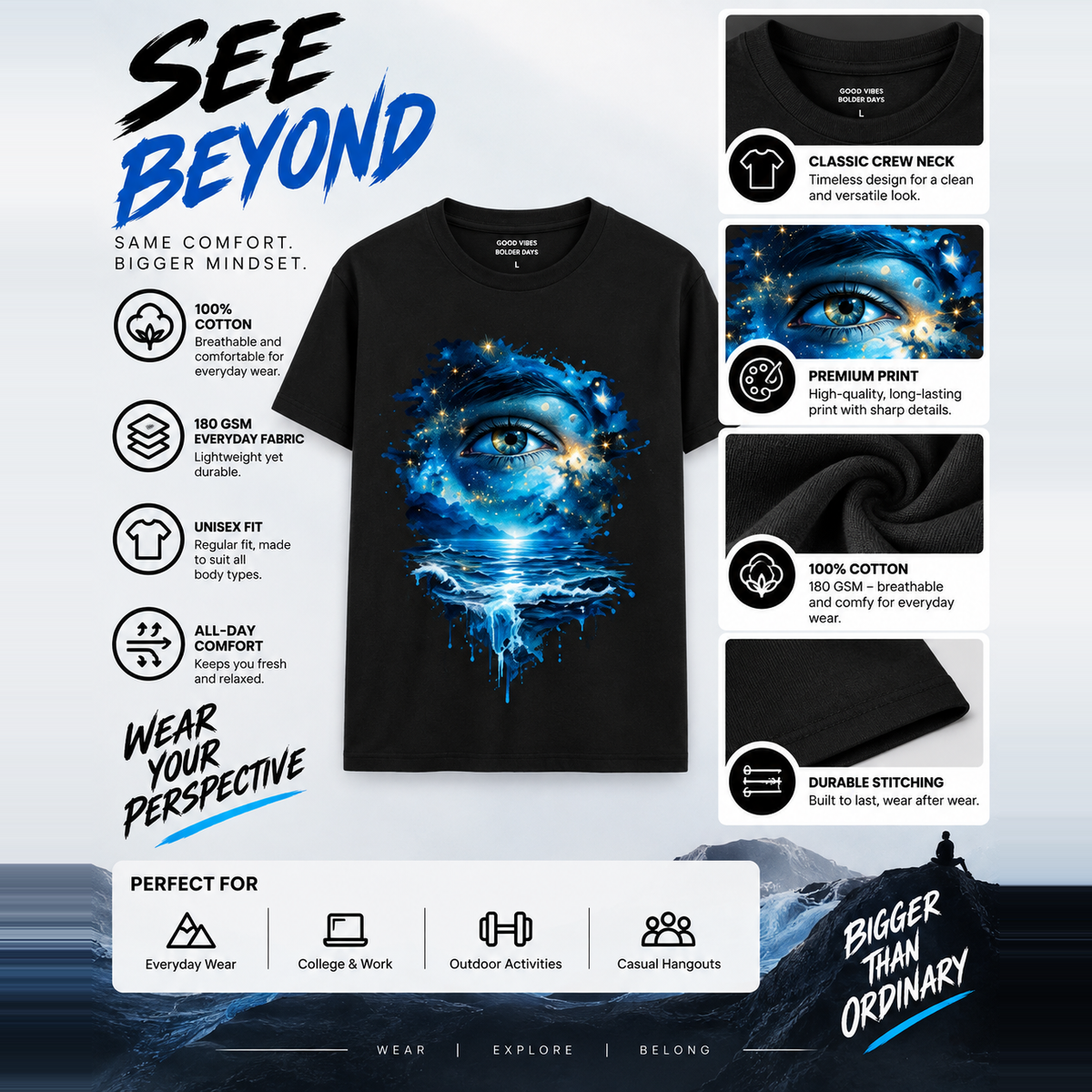 Dreamscape Eye Graphic Tee – Unisex Cosmic Streetwear