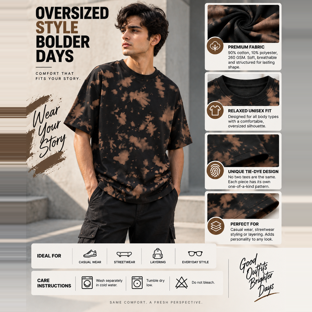Oversized Abstract Wash Tee – Unisex Contemporary Streetwear